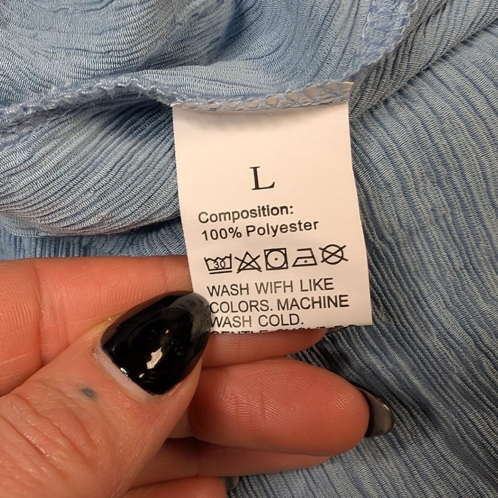 Large Blue Off The Shoulder Ruched‎ Cottagecore  Lightwight Flowy Top - Picture 3 of 3